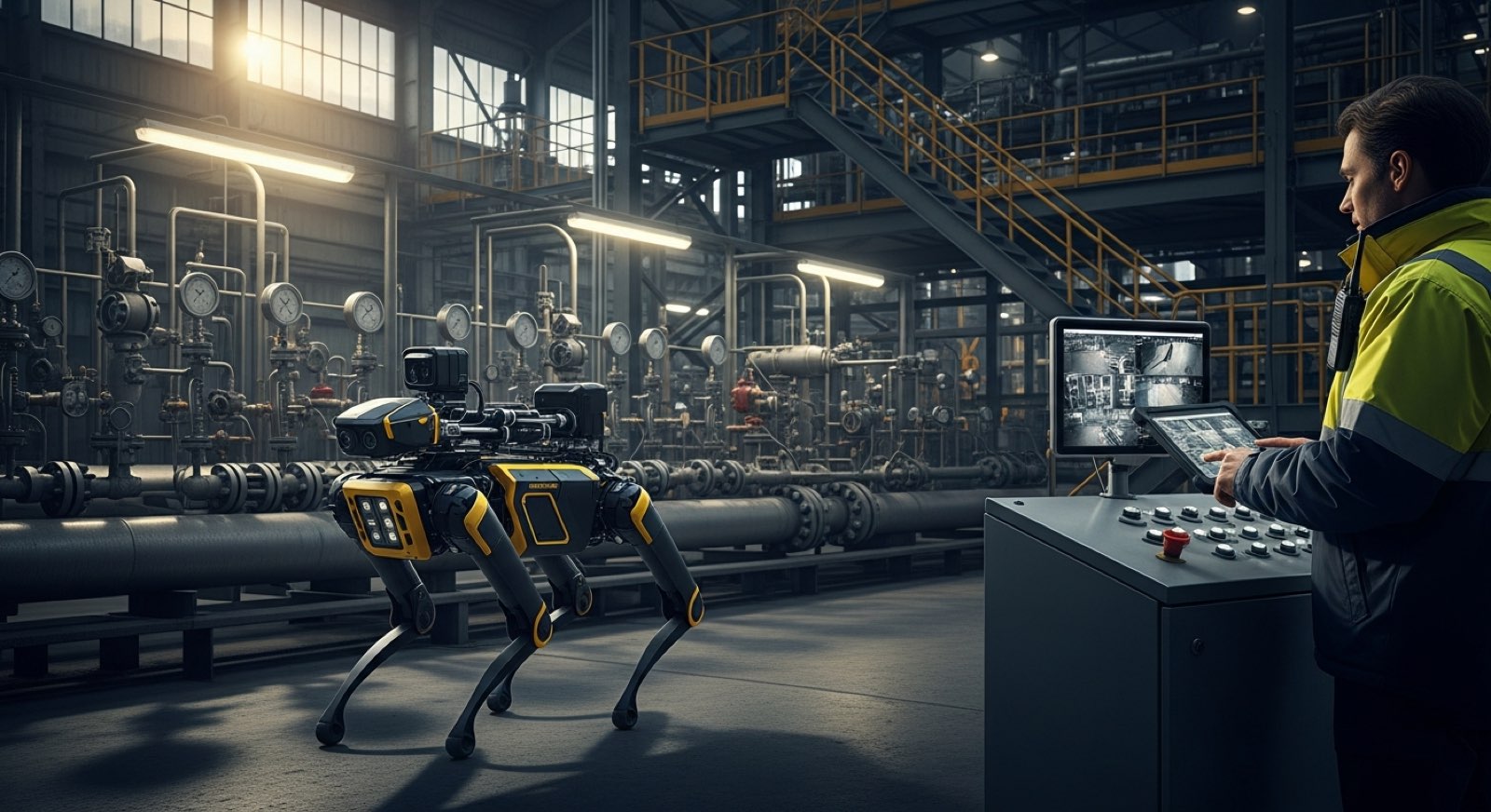 AI-powered vision robots that inspect quality, patrol sites and monitor equipment 24/7.