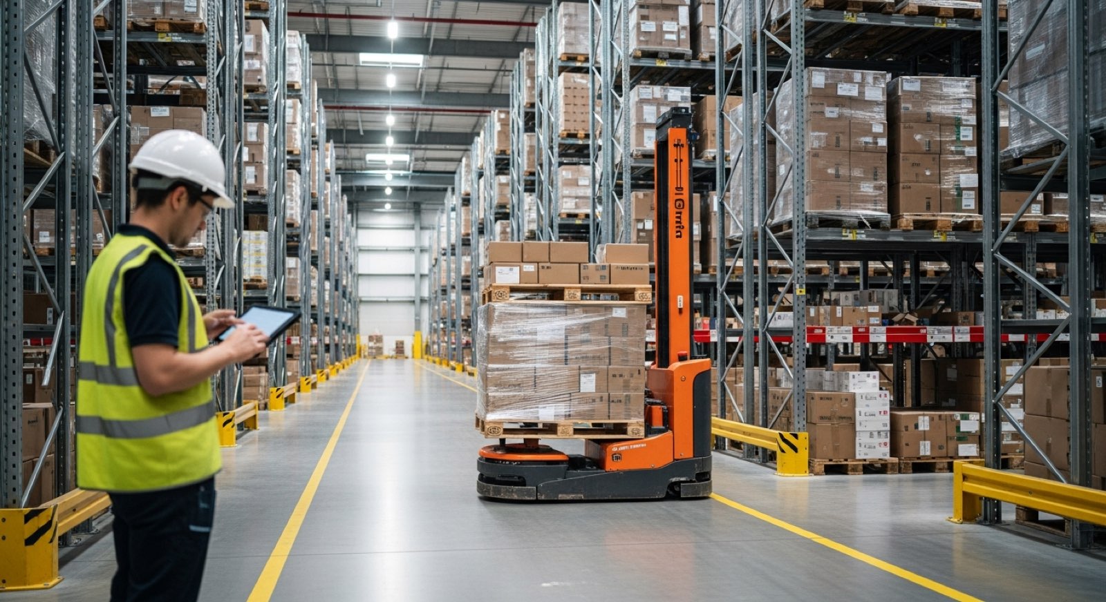 AMRs and AGVs that transport goods, pick orders and move pallets across your warehouse.